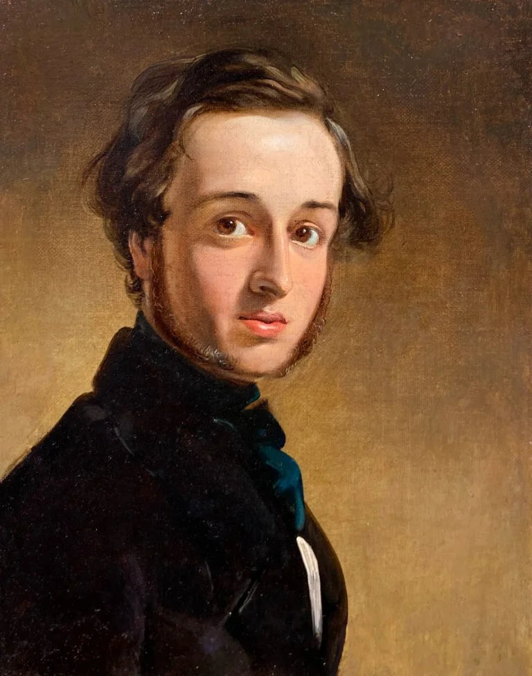 British School - Self Portrait, oil on canvas, 19th century - Darnley Fine Art