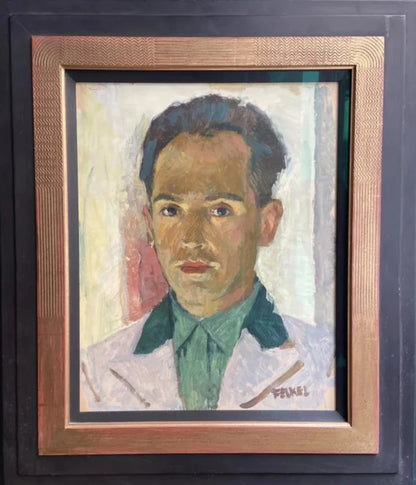 Carl Felkel - Self-Portrait, oil on board, 20th century - Darnley Fine Art