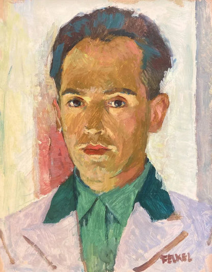 Carl Felkel - Self-Portrait, oil on board, 20th century - Darnley Fine Art