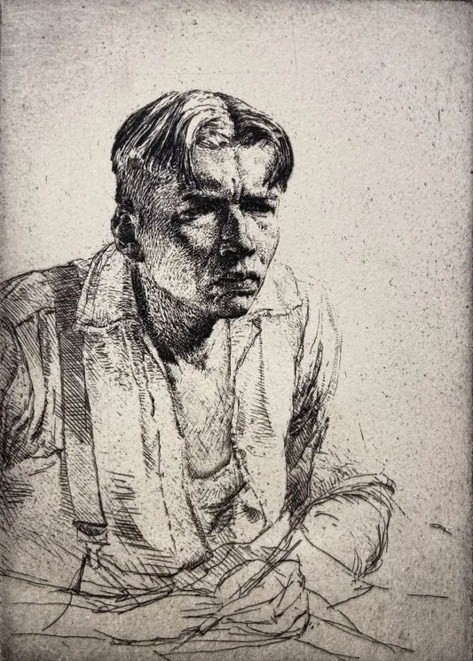 Robert Ball - Self Portrait, etching, 20th century - Darnley Fine Art