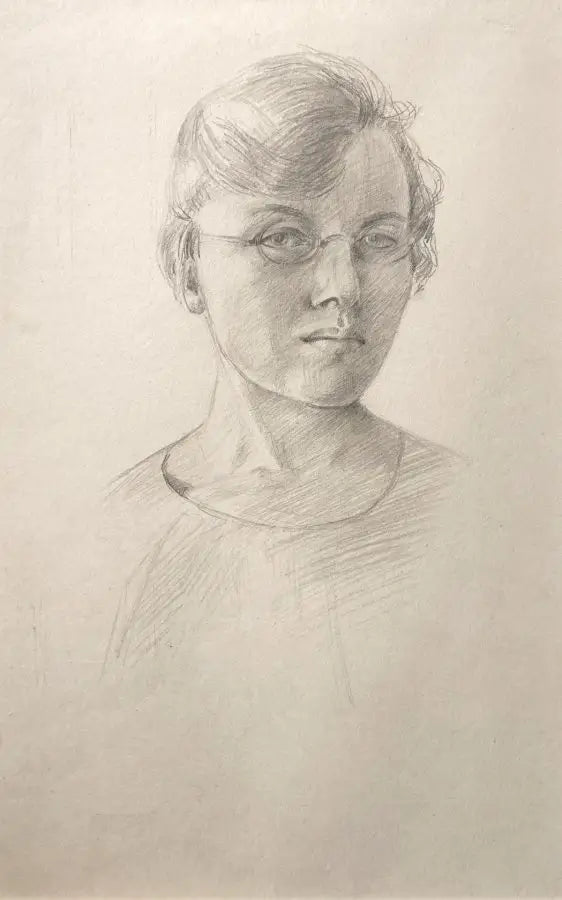 Winifred Anne Rymer - Self Portrait, graphite on paper, 20th century - Darnley Fine Art