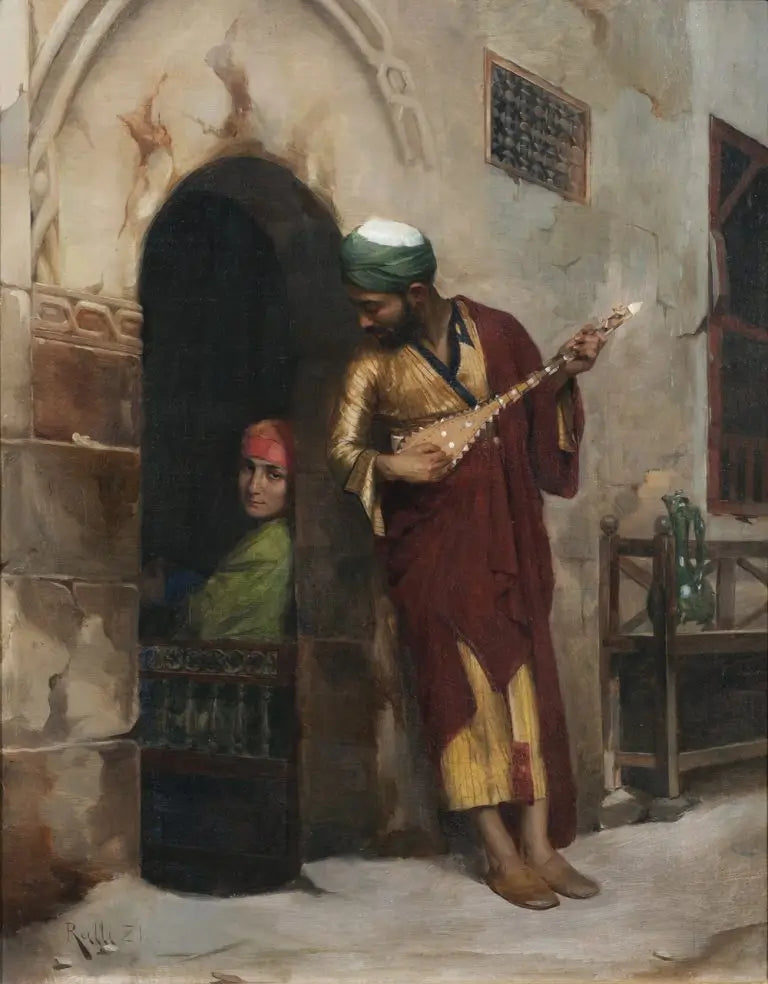 Theodore Ralli - Serenade in Cairo, oil on canvas, 19th century - Darnley Fine Art