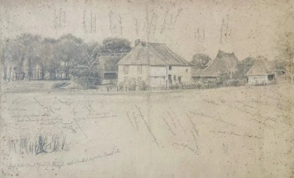Samuel Palmer - Sketch Book Page, Shoreham, graphite on paper, 19th century - Darnley Fine Art