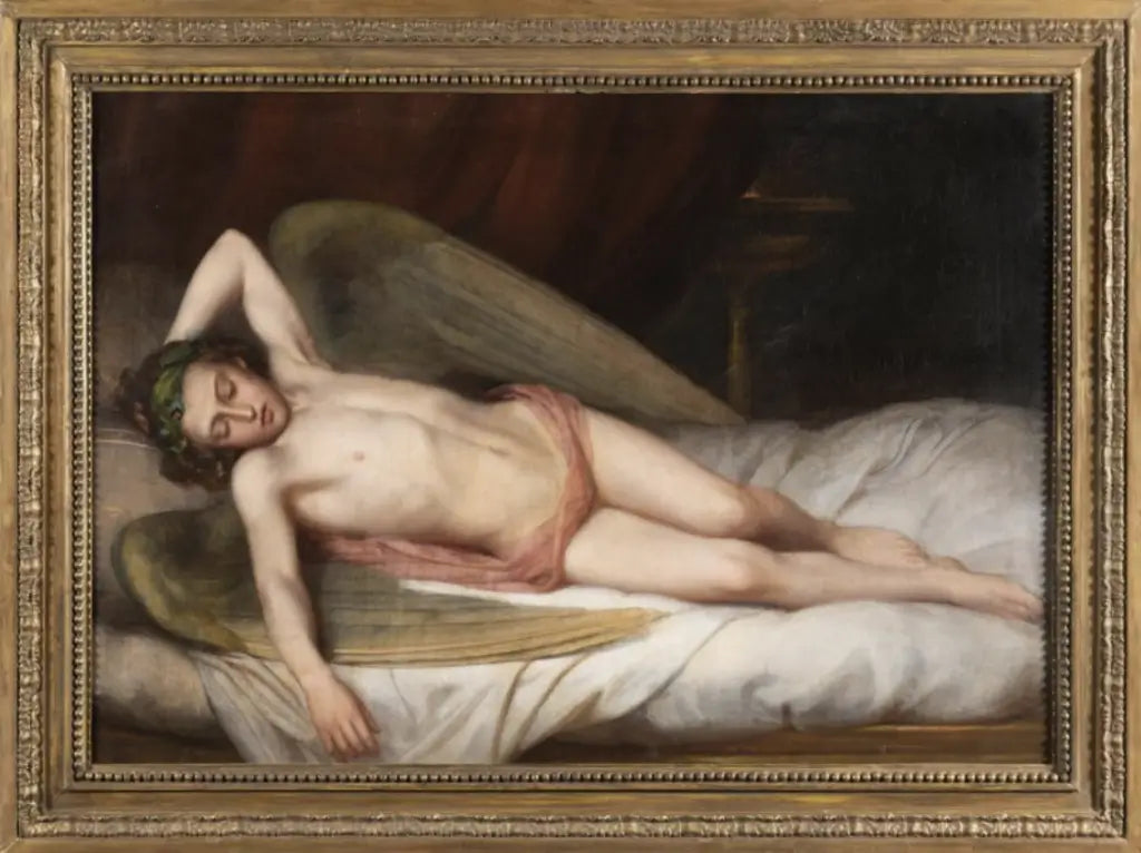 English School - Sleeping Angel, oil on canvas, early 19th century - Darnley Fine Art