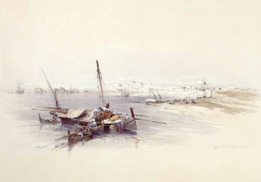 David Roberts - St Jean d'Acre from the sea, lithograph, 19th century - Darnley Fine Art