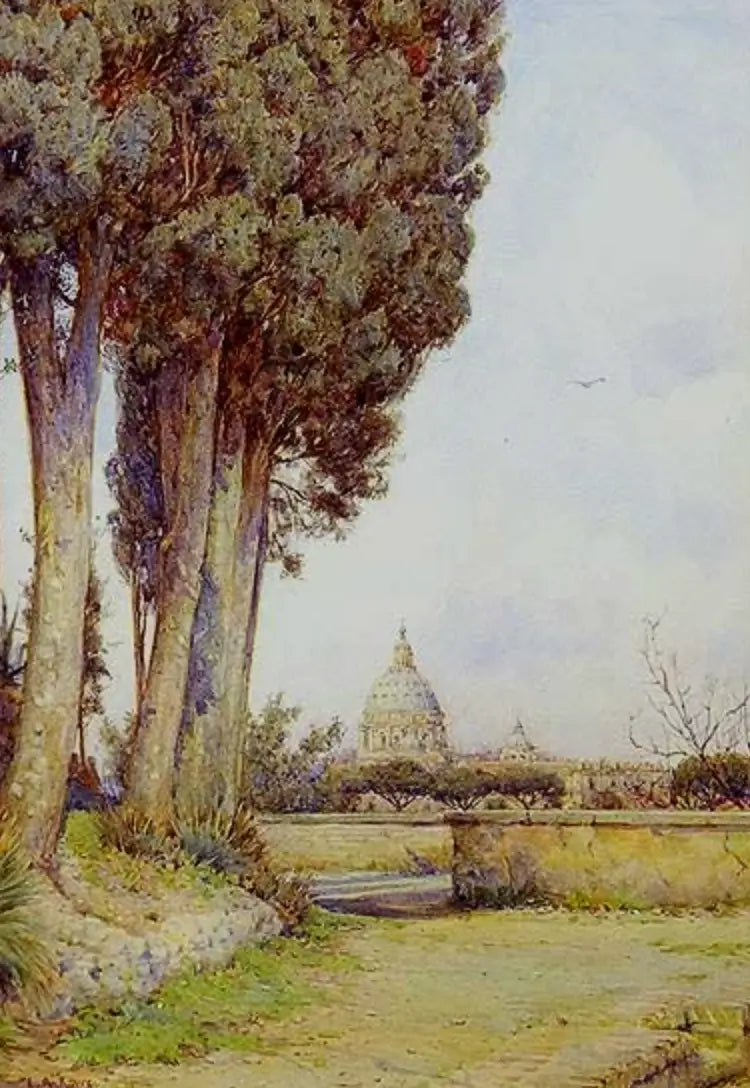 Ernest Arthur Rowe - St Peters, Rome, watercolour, early 19th century - Darnley Fine Art
