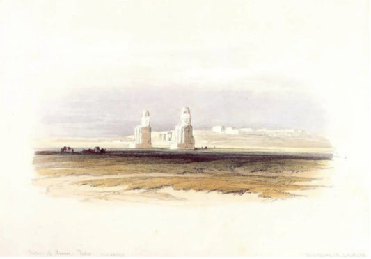 David Roberts - Statues of Memnon in Plain of Goorna, Thebes, lithograph, 19th century - Darnley Fine Art