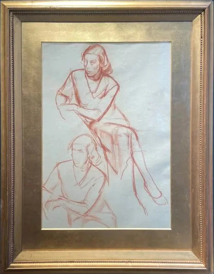 James Stroudley - Studies of a Woman Sitting, red chalk on paper, 20th century - Darnley Fine Art