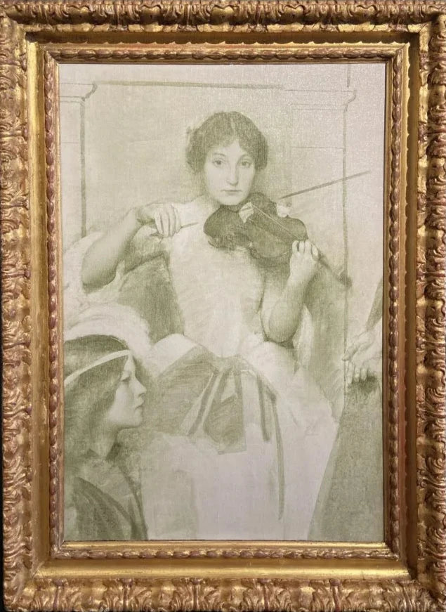 Thomas Cooper Gotch - Study of the Violinist for Holy Motherhood, oil on canvas on board, late 19th century - Darnley Fine Art