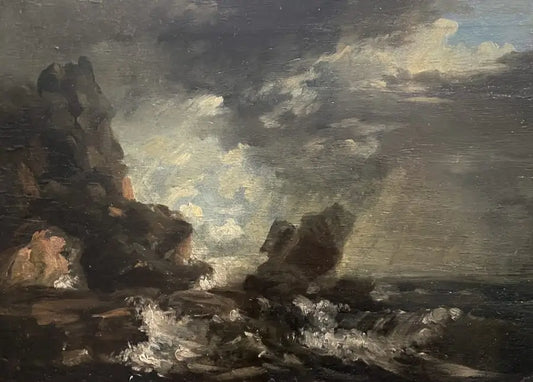 European School - Tempest, oil on paper on board, 19th century - Darnley Fine Art
