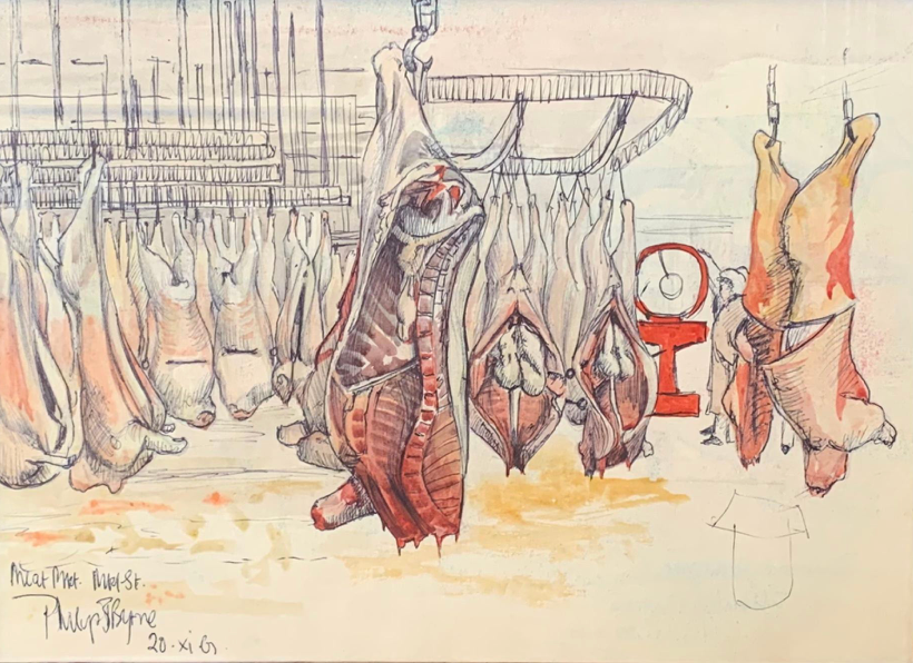 Phillip Byrne - The Abattoir, ink on paper, 20th century - Darnley Fine Art