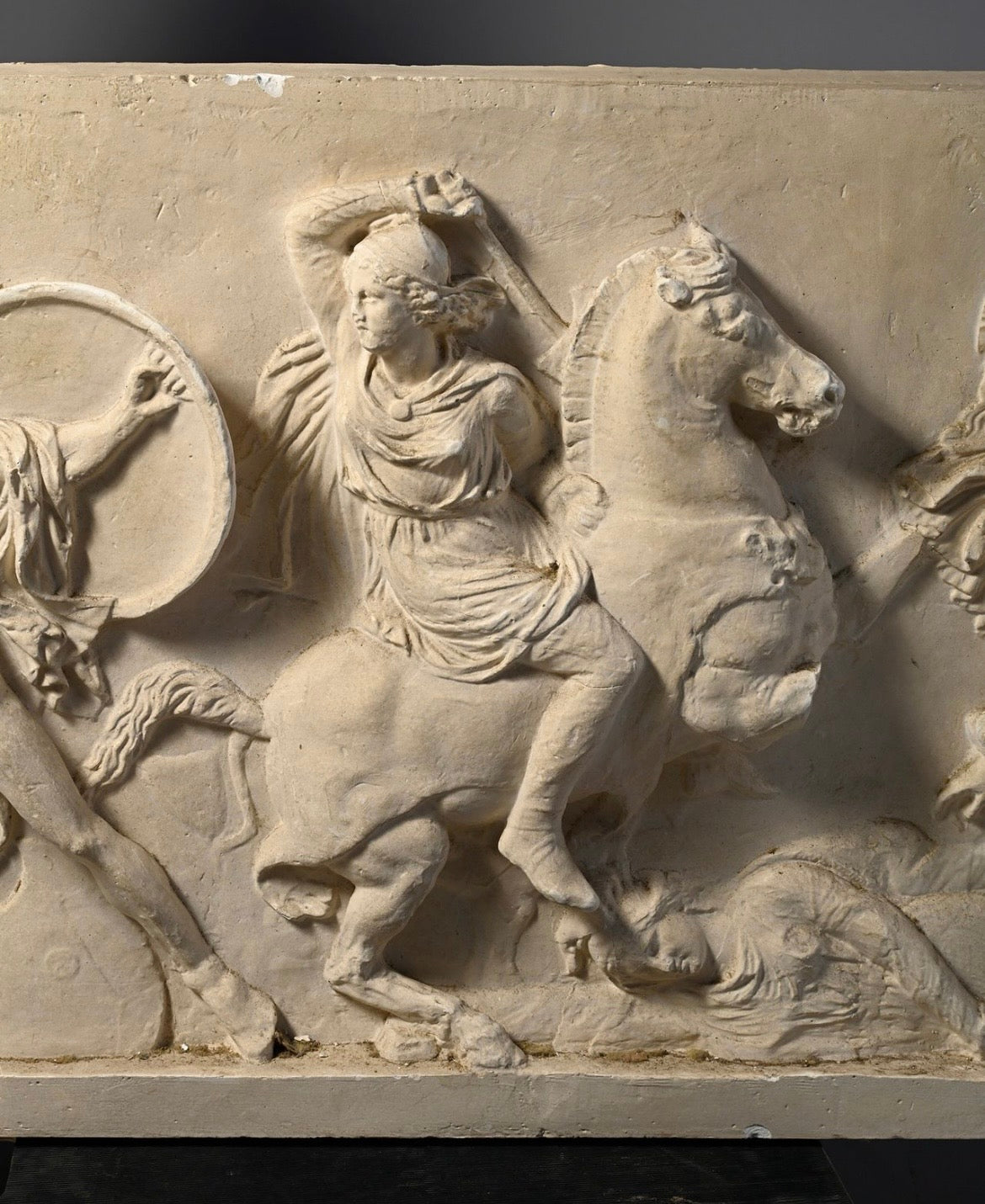 French School - The Amazonamachy, plaster frieze relief, 19th century - Darnley Fine Art