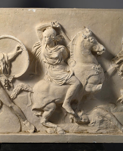 French School - The Amazonamachy, plaster frieze relief, 19th century - Darnley Fine Art