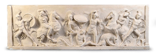 French School - The Amazonamachy, plaster frieze relief, 19th century - Darnley Fine Art