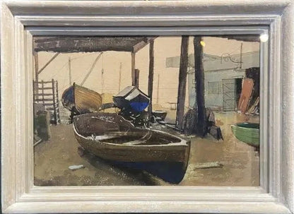 William Dring - The Boat Yard, watercolour and graphite on paper, 20th century - Darnley Fine Art