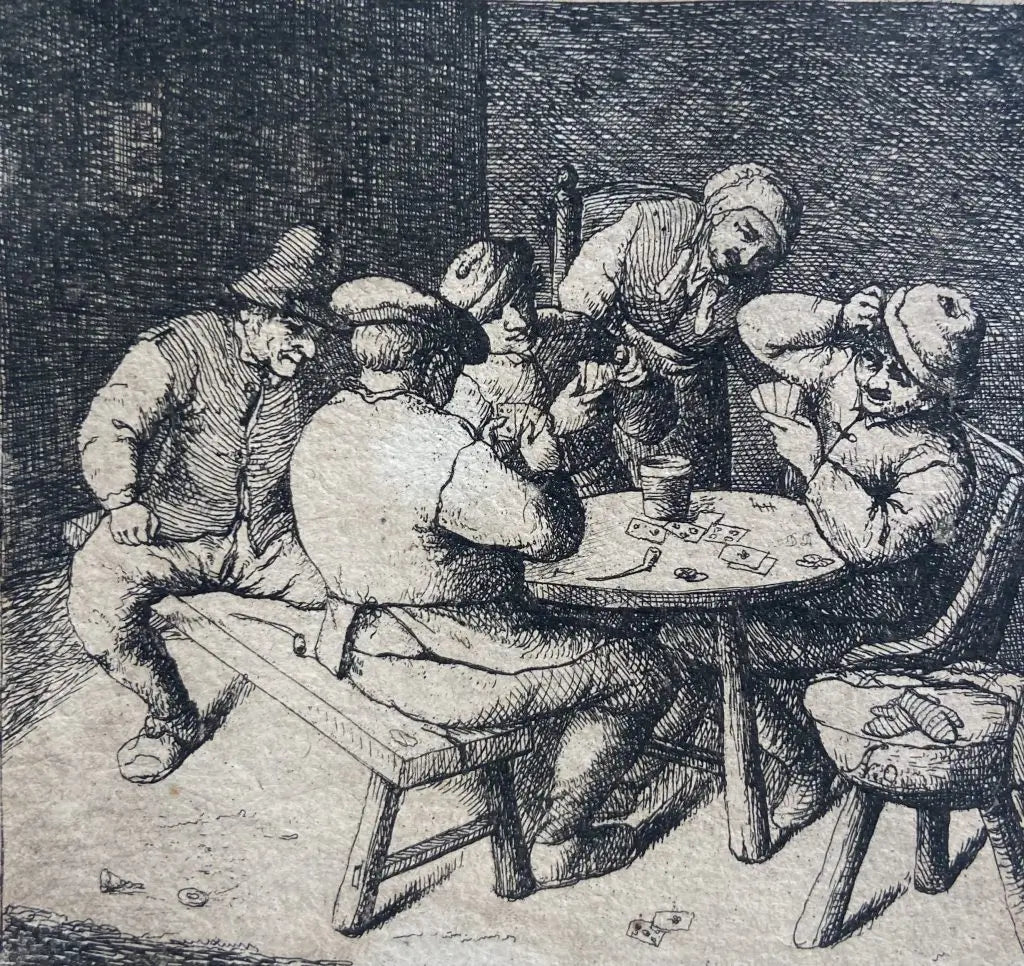 David Deuchar - The Card Players, etching laid on paper, late 18th century - Darnley Fine Art