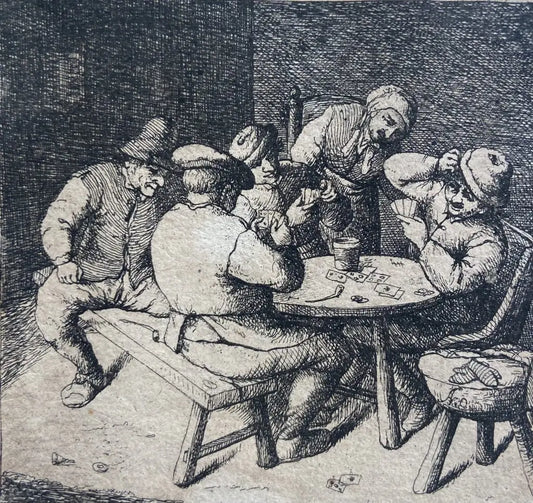 David Deuchar - The Card Players, etching laid on paper, late 18th century - Darnley Fine Art