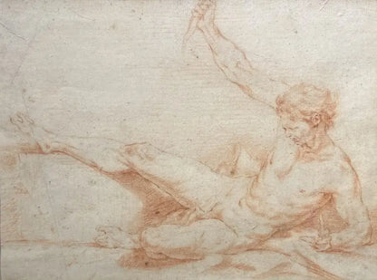 Hyacinthe Colin de Vermont - The Death of Attis, red chalk on paper, early 18th century - Darnley Fine Art