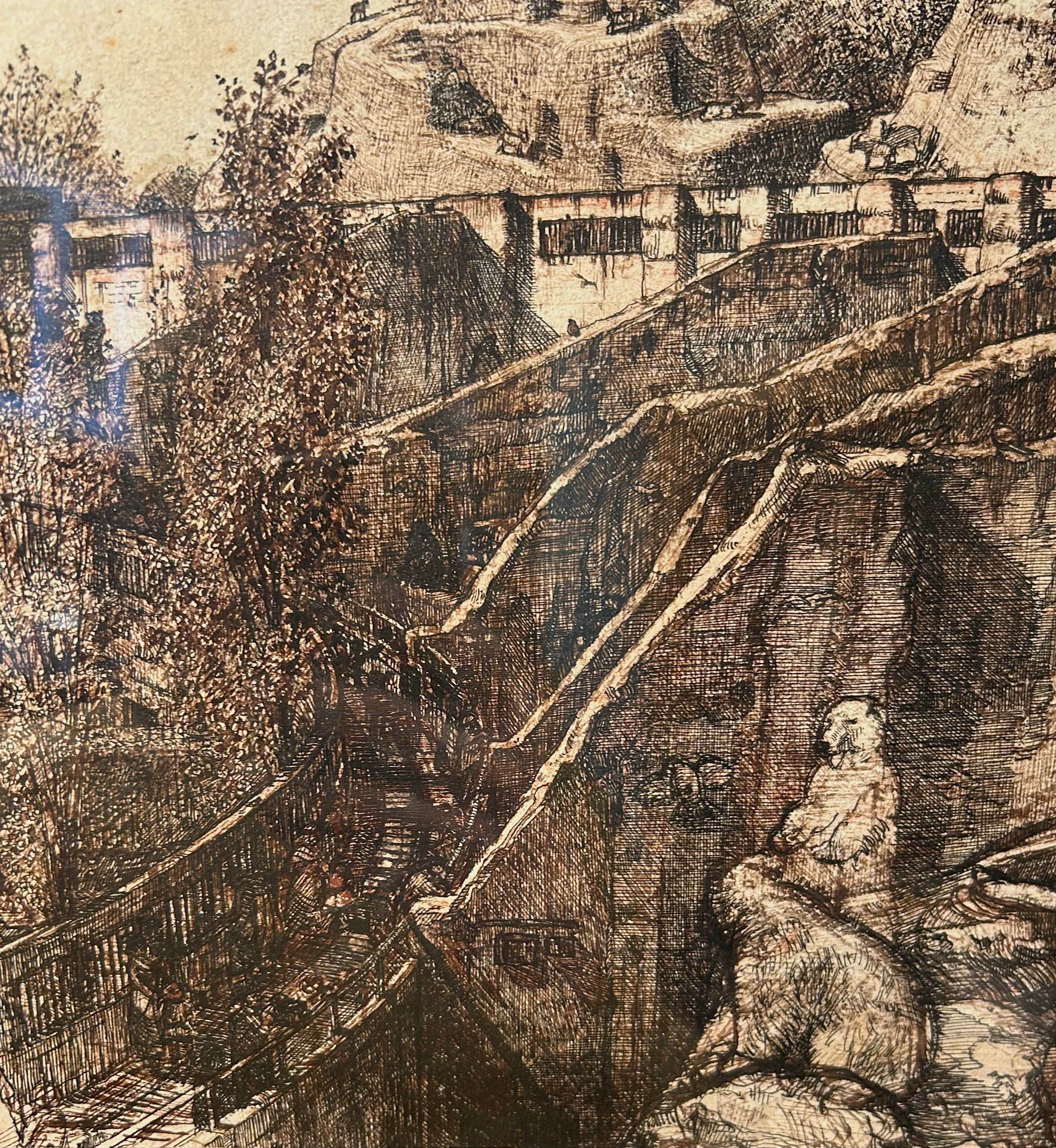 Edward Prust - The Mappin Terraces, London Zoo, pen and ink, early 20th century - Darnley Fine Art