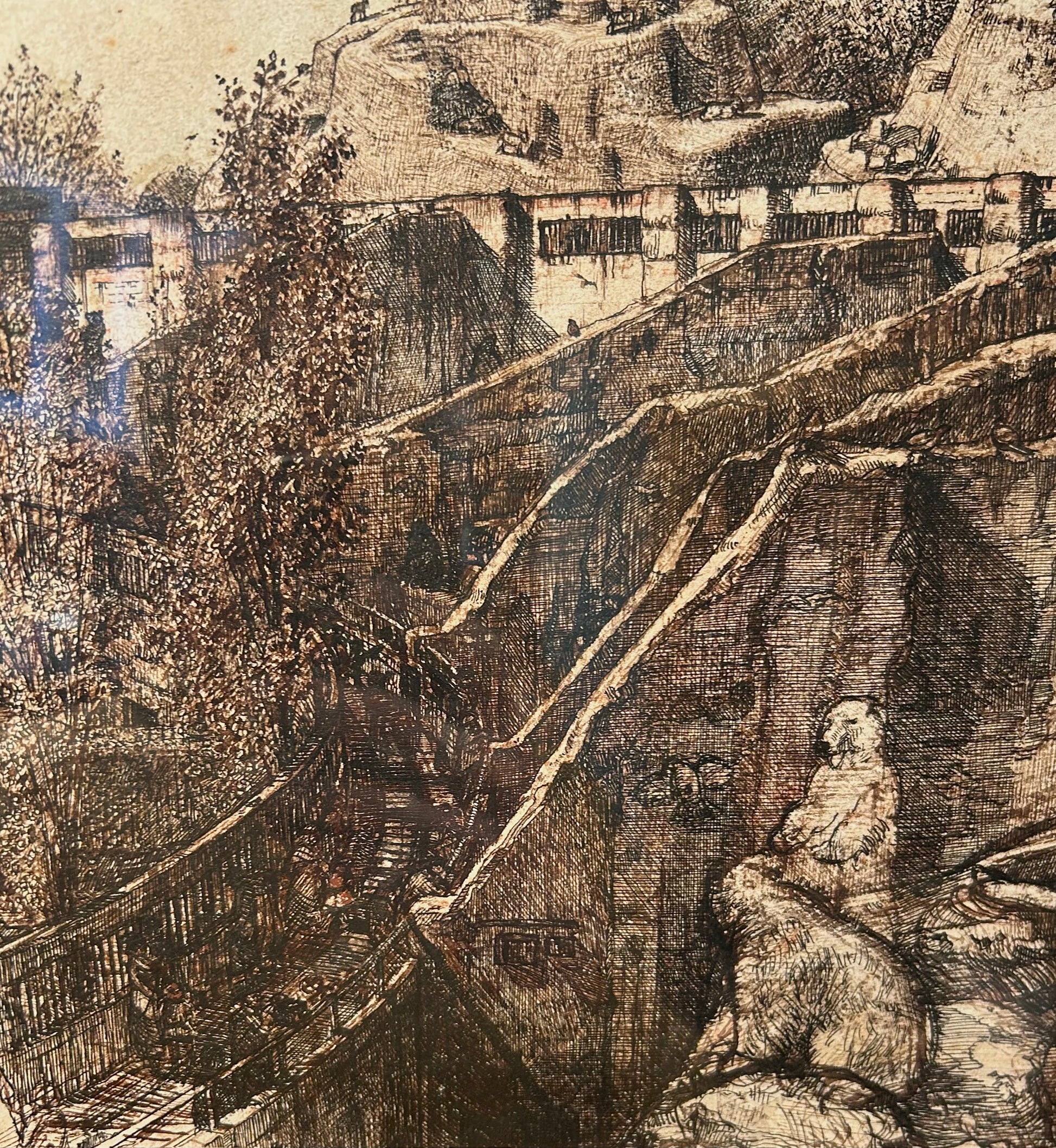 Edward Prust - The Mappin Terraces, London Zoo, pen and ink, early 20th century - Darnley Fine Art