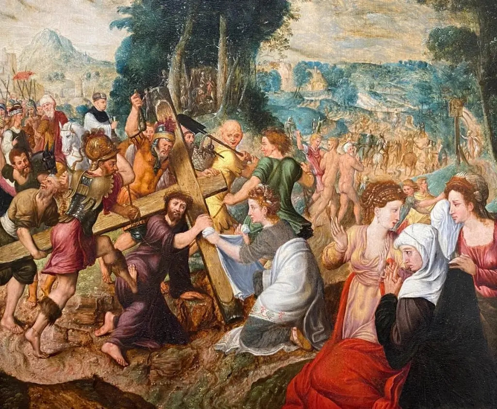 Circle of Henri Met de Bles - The Road to Calvary, oil on oak panel, 16th century - Darnley Fine Art