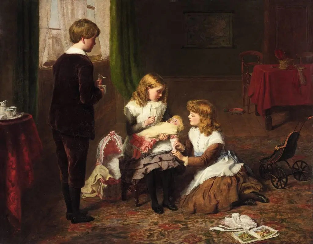 Circle of William Powell Frith - The Sick Doll, oil on canvas, 19th century - Darnley Fine Art