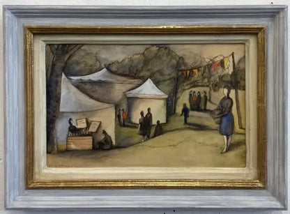 Anna Katrina Zinkeisen - The Village Fete, watercolour, ink and graphite on paper, 20th century - Darnley Fine Art