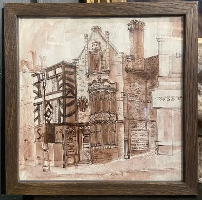 Wigan School - The Ale House, ink and watercolour on paper, mid 20th century - Darnley Fine Art