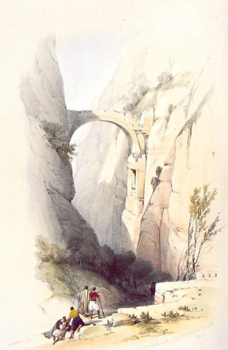 David Roberts - The Arch across the Ravine, Petra, lithograph, 19th century - Darnley Fine Art