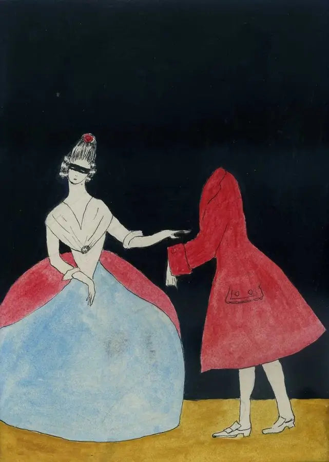 Circle of Aubrey Beardsley - The Charming Ghost, ink and watercolour, late 19th century - Darnley Fine Art