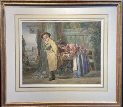 Joseph H Barnes - The Chestnut Seller, brown ink and watercolour heightened with white, 19th century - Darnley Fine Art