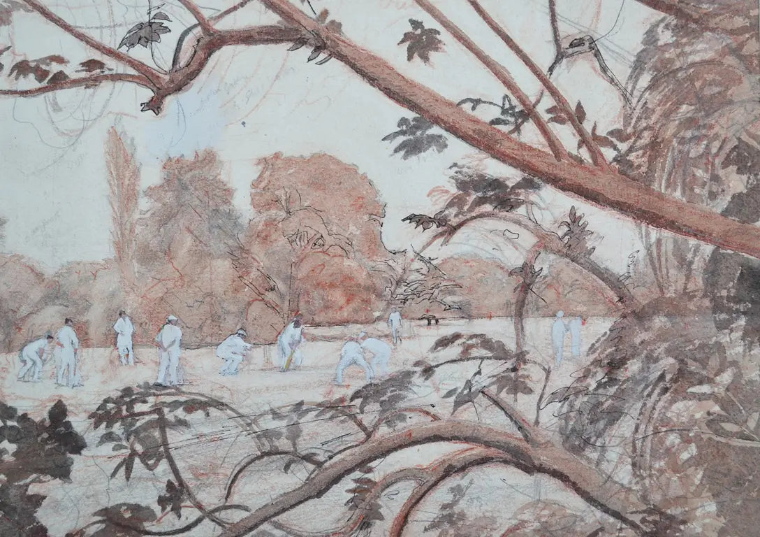 Cyril Mount - The Cricket Match, watercolour and ink on paper, 20th century - Darnley Fine Art