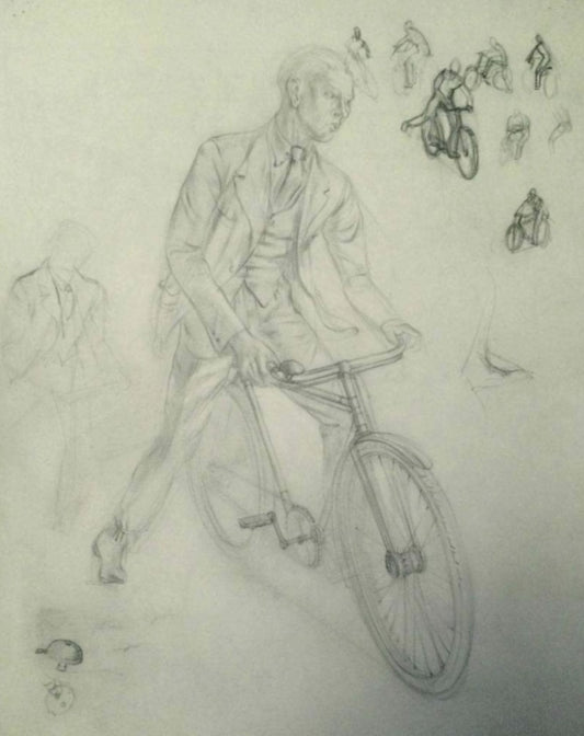 Gordon Noel Scott - The Cyclist, pencil on paper, 20th century - Darnley Fine Art