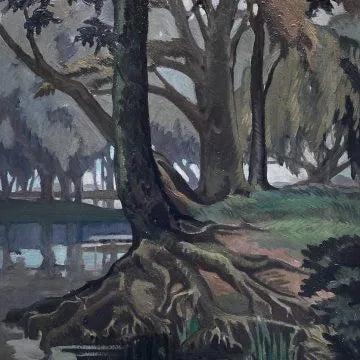 Ethelbert White - The Forest Pool, oil on board, 20th century - Darnley Fine Art