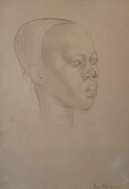 Dora Thacker Clarke - The Gaze, graphite on paper, 20th century - Darnley Fine Art