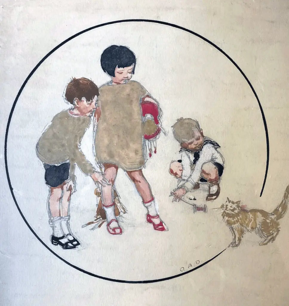 Doris A Davis - The Ginger Tom, watercolour on paper, early 20th century - Darnley Fine Art