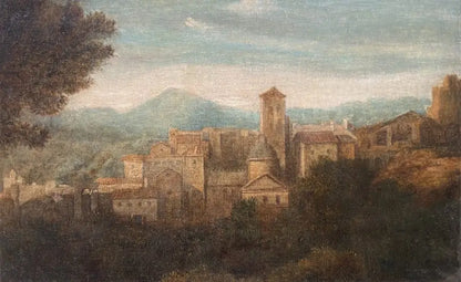 Italian School - The Italian Old Town, oil on board, early 19th century - Darnley Fine Art
