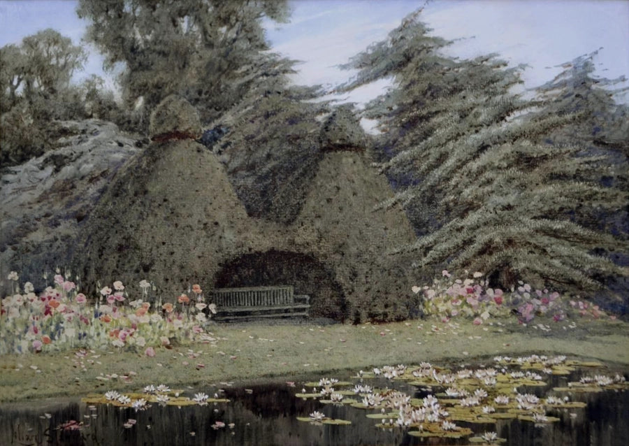 Lillian Stannard - The Lily Pond, watercolour, late 19th/early 20th century - Darnley Fine Art