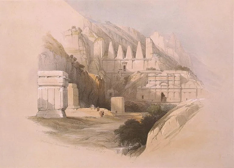 David Roberts - The Necropolis, Petra, lithograph, 19th century - Darnley Fine Art