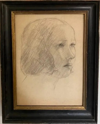 British School - The New Haircut, graphite on paper, 20th century - Darnley Fine Art