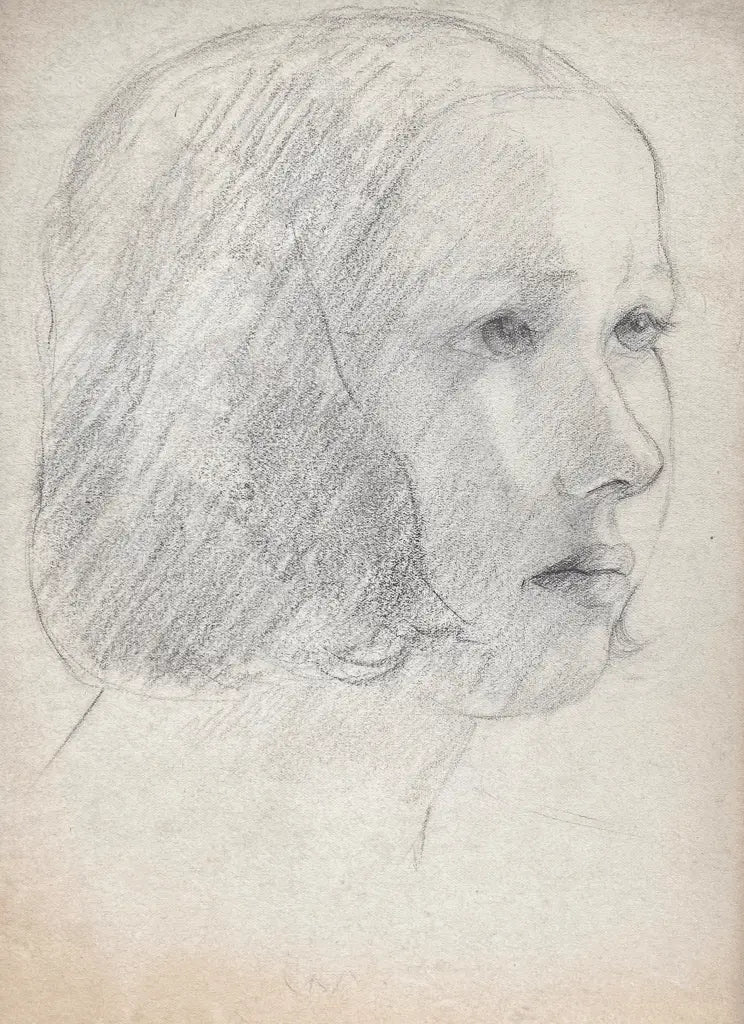 British School - The New Haircut, graphite on paper, 20th century - Darnley Fine Art