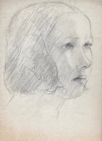 British School - The New Haircut, graphite on paper, 20th century - Darnley Fine Art