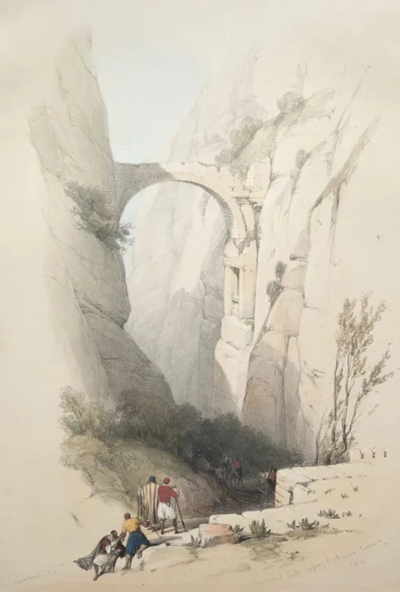 David Roberts - The Ravine, Petra, lithograph, 19th century - Darnley Fine Art