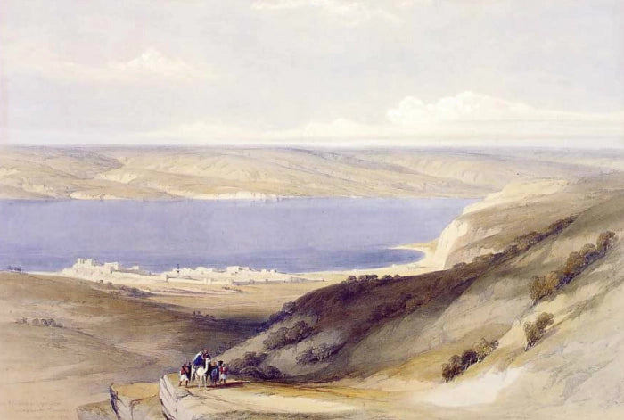 David Roberts - The Sea of Tiberias looking towards Lebanon, lithograph, 19th century - Darnley Fine Art