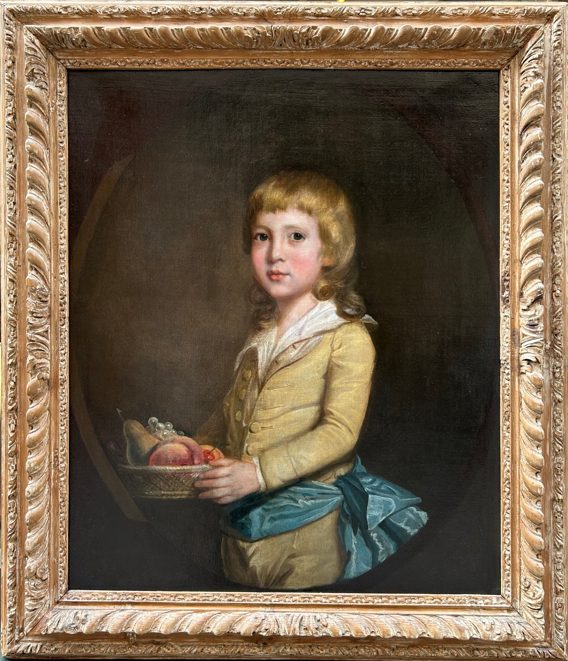 Thomas Beach - Portrait of a Young Boy Carrying a Fruit Basket, oil on canvas, 18th century - Darnley Fine Art