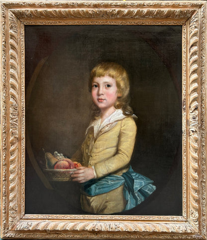 Thomas Beach - Portrait of a Young Boy Carrying a Fruit Basket, oil on canvas, 18th century - Darnley Fine Art