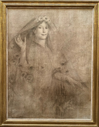 Thomas Cooper Gotch - Death the Bride, graphite on paper, 19th century - Darnley Fine Art