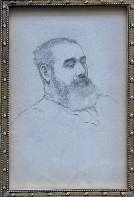 Jane Ross - A Sketch of Thomas Cooper Gotch, pencil on paper, 19th century - Darnley Fine Art