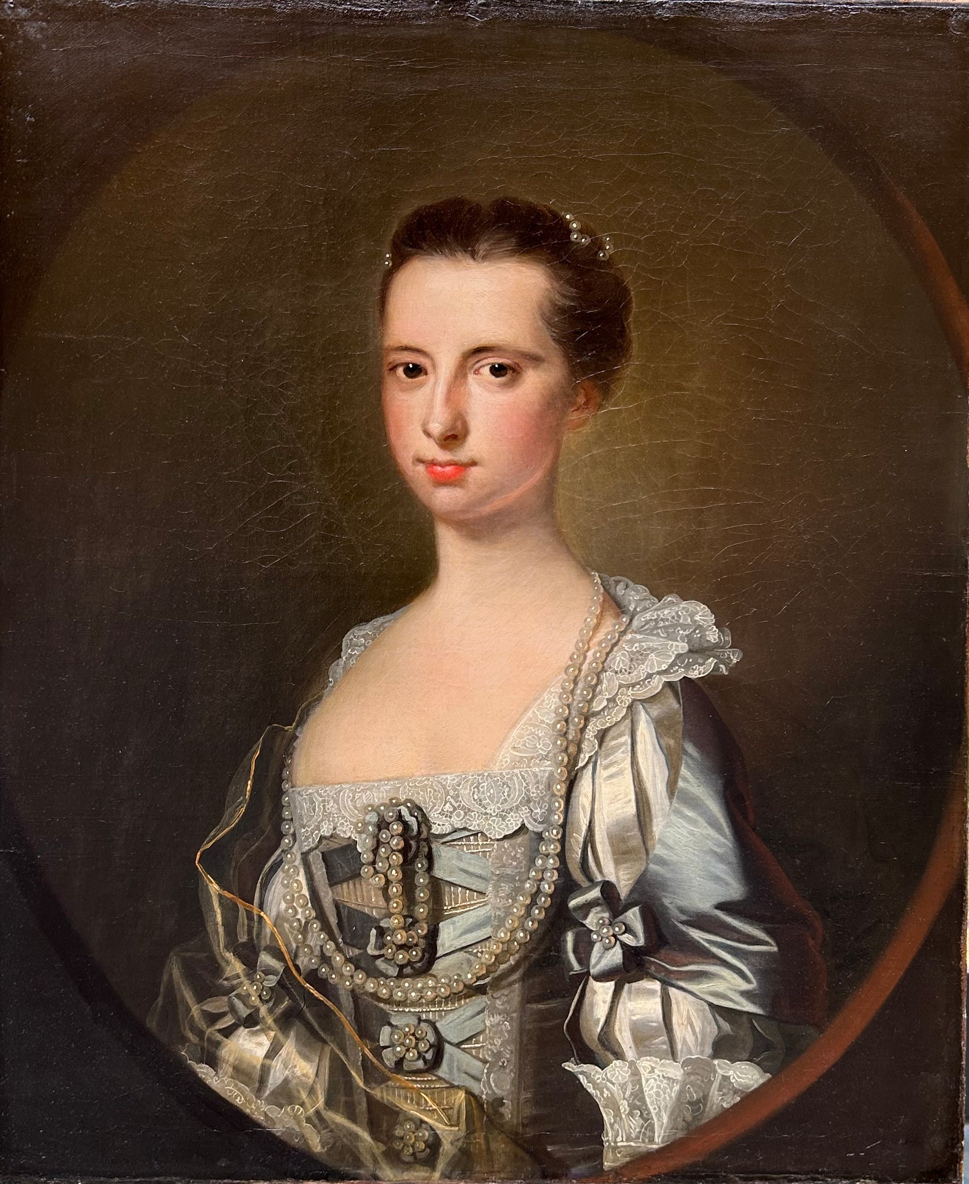 Thomas Hudson - Portrait of the Lady of the Mansfields of Ringwood, oil on canvas, 18th century - Darnley Fine Art