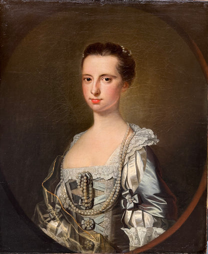 Thomas Hudson - Portrait of the Lady of the Mansfields of Ringwood, oil on canvas, 18th century - Darnley Fine Art